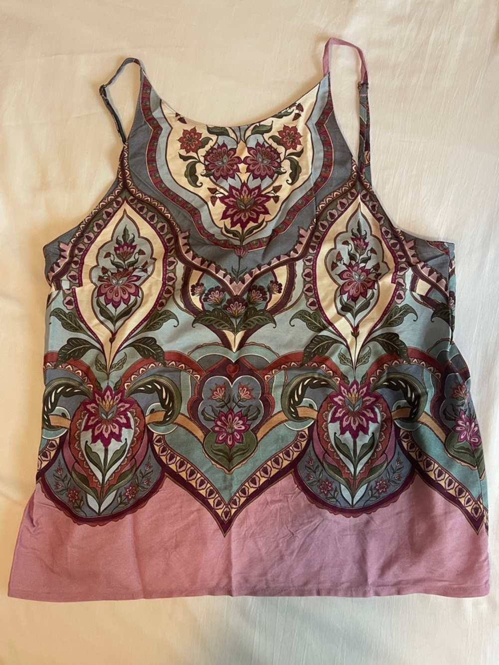 FARM Rio Pink Multicolor Boho Floral Spaghetti Strap Camisole